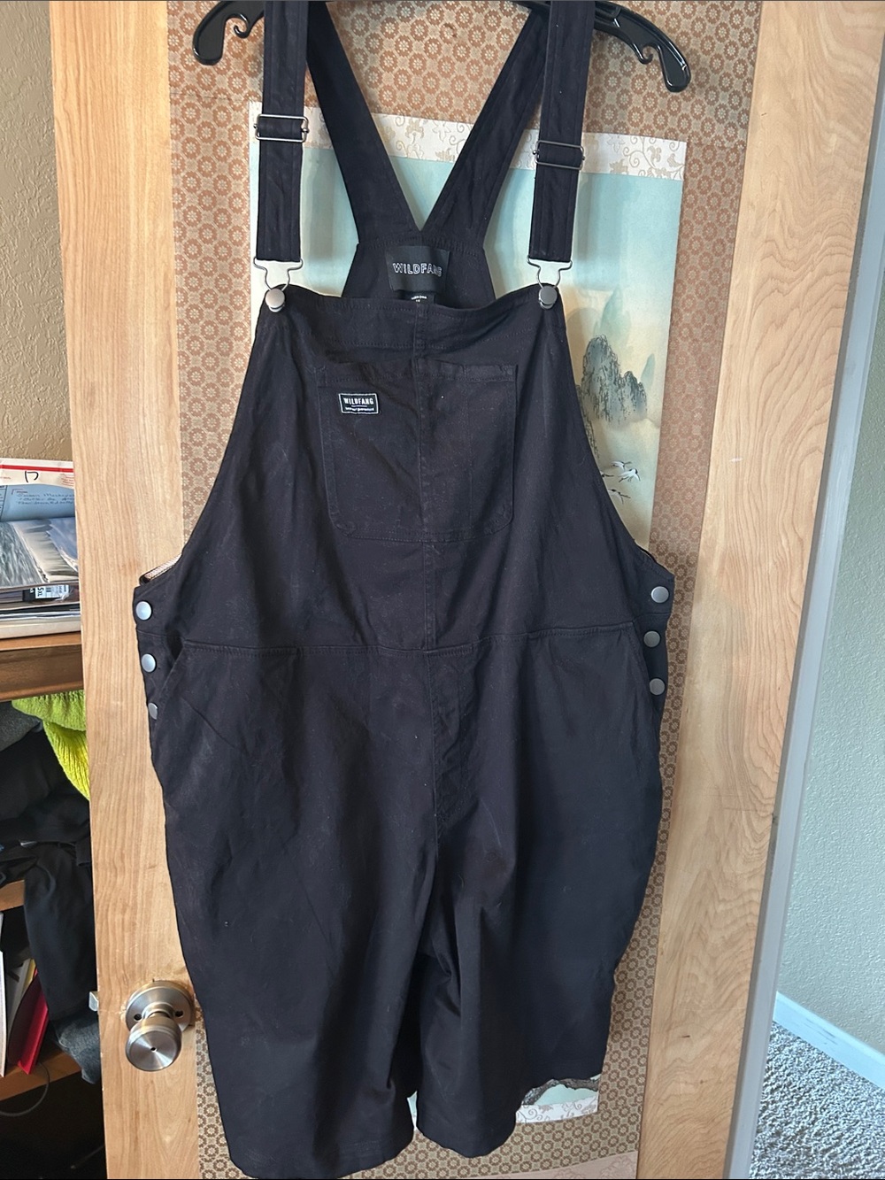 Wildfang Black Relaxed Short Overalls 2X
